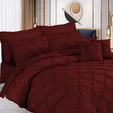 3 Pcs Pintuck Duvet Set - Maroon